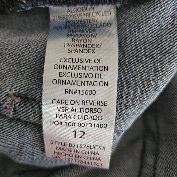 Democracy "Ab" Tech Raw Hem Crop Slim Straight Jeans Sz 12 - Picture 4 of 9